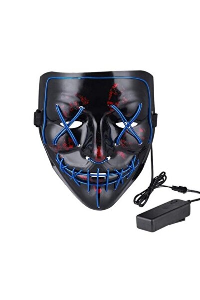 zola Μάσκα LED για το Halloween, μαύρη με μπλε LED, πλαστική, τηλεχειριστήριο, 21 x 17 εκ.