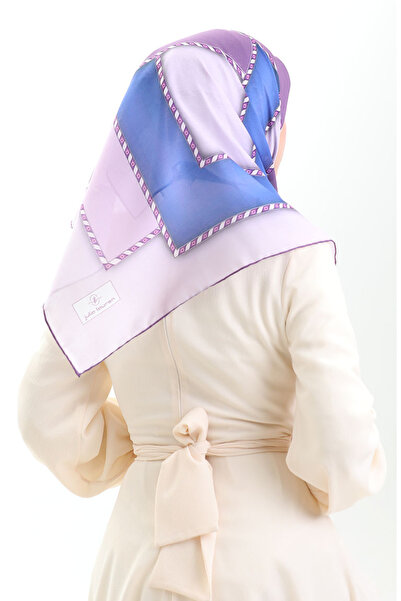 sefamerve Geometric Patterned Scarf 70293-02 Purple Lilac