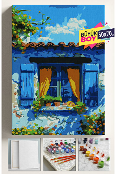 Corvo Sayılarla Boyama Seti Numaralı Tuval Fırça Boya Dahil Kasnaklı Set 50x7...