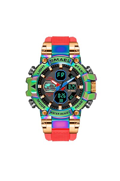 SMAEL Men's Watch Sport Electronic Military Dual Time Alarm Red Stopwatch
