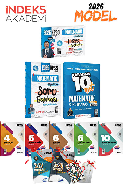 İndeks Akademi 2026 KPSS GYGK Matematik 3lü Soru Bankası+Ders Notları+Deneme ...