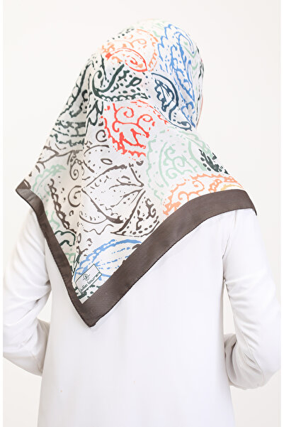 sefamerve Μαλακό κασκόλ με σχέδιο 70243-06 Bitter Brown Çağla Green