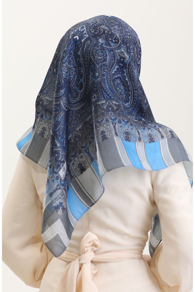 sefamerve Ethnic Amber Scarf 70276-12 Blue