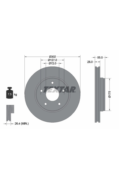 TEXTAR Set Discuri Frana Jeep Wrangler 3/Wrangler 4 2006-2017