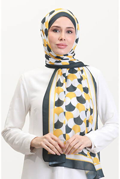 sefamerve شال ناعم منقوش 70266-02 أصفر أسود