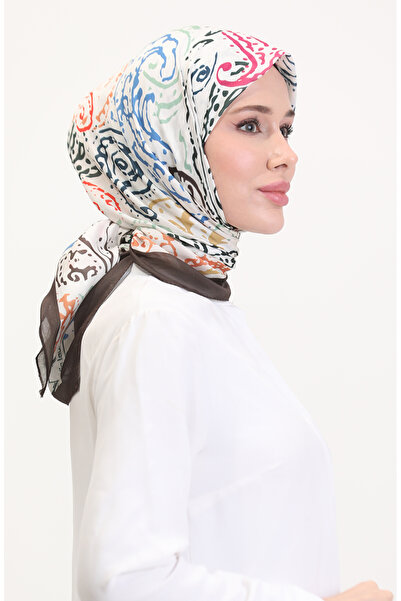 sefamerve Μαλακό κασκόλ με σχέδιο 70243-06 Bitter Brown Çağla Green