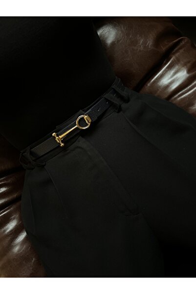 LİA KEMER Classic Gold Long Buckle Model Women's Belt Waist Belt Coat Belt Dress Belt Trouser Belt