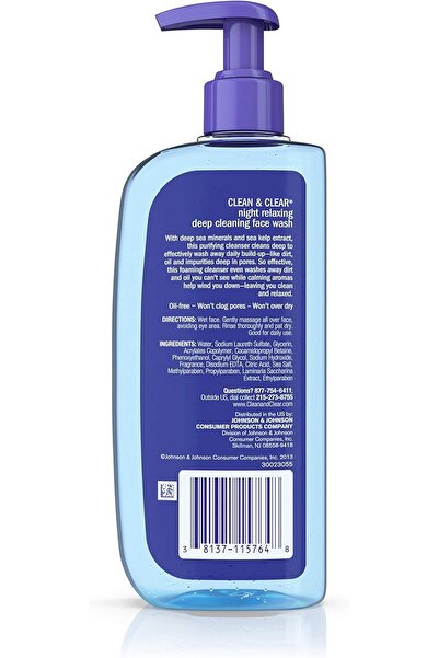 Clean & Clear Night Relaxing Deep Cleaning Face Wash, 8 Fluid Ounce