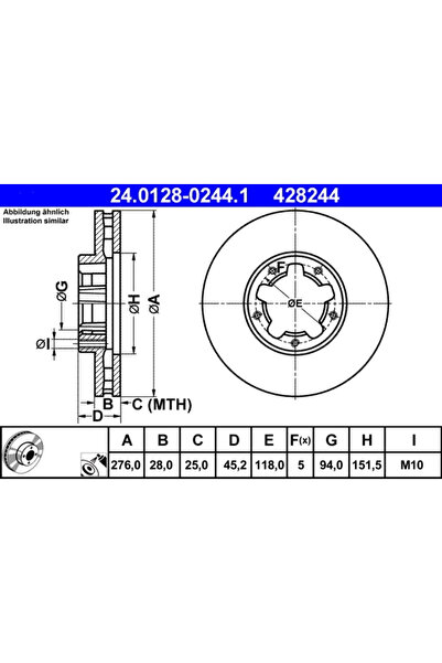 Ate Set Discuri Frana Nissan Cabstar 2006-2014