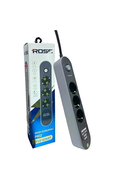 Rose GR-300 3'lü 5Metre Kablolu Akım Korumalı Grup Priz