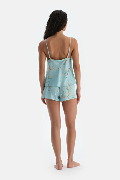 Dagi Mavi Baskılı Saten Şort