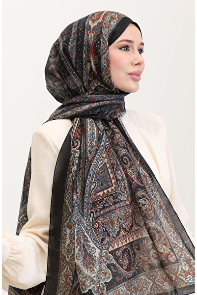 sefamerve Ethnic Amber Shawl 70277-04 Black Beige
