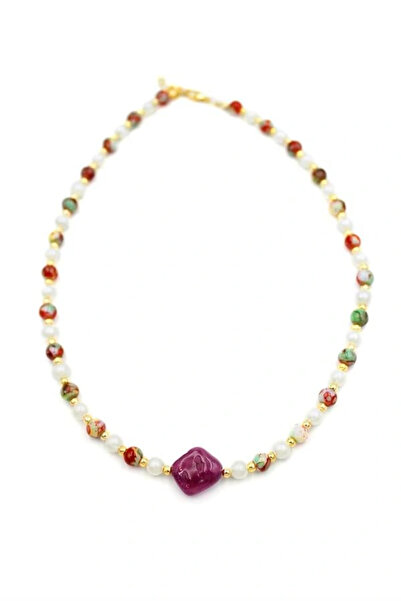 MENESSA قلادة من حجر اللؤلؤ من ليتاتريند - أرجواني