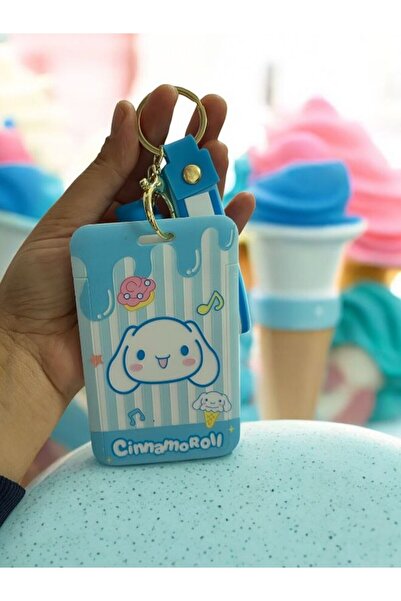 EyER Shoping حامل بطاقات سانريو كورومي مع سلسلة مفاتيح بدون حزام باللون الأزرق