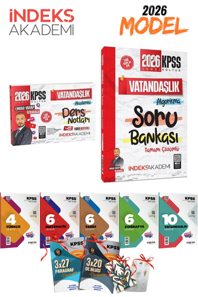 İndeks Akademi 2026 KPSS GYGK Vatandaşlık Soru Bankası - Ders Notları Seti ve...