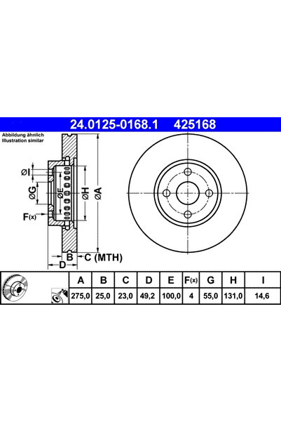 Ate Disc Frana Toyota Corolla/Matrix
