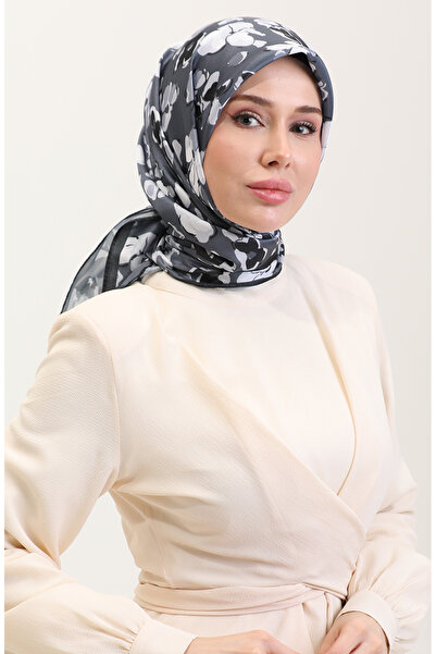 sefamerve Desenli Kristal Eşarp 70288-07 Gri