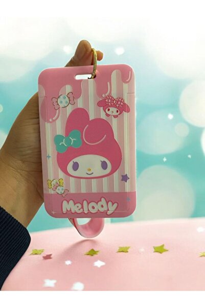 EyER Shoping حامل بطاقات سانريو كورومي مع سلسلة مفاتيح بدون حزام باللون الوردي