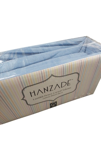 Hanzade %100 Pamuk Penye Lastikli Çift Kişilik Çarşaf Seti (160x200+30) - Mavi