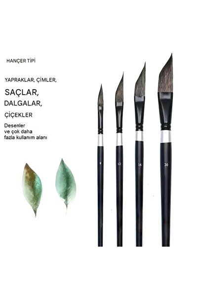 Sanathobi Resim sulu boya eğimli fırça seti, seramik, tezhip, minyatür, çiçek...