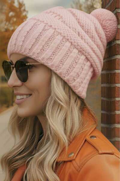 Mood Agenda Women's Winter Pompom Thick Knitted Beanie