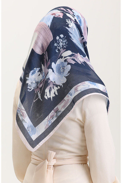 sefamerve Κεχριμπαρένιο Κασκόλ 70280-07 Πούδρα Ναυτικό Μπλε