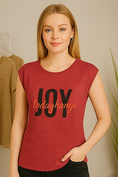 RANDOM Kadın Sıfır Kollu Baskılı Tişört