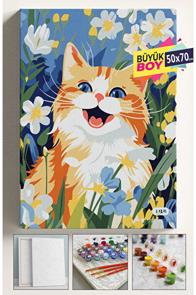 Corvo Sayılarla Boyama Seti Numaralı Tuval Fırça Boya Dahil Kasnaklı Set 50x7...