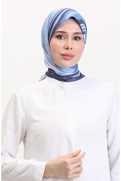 sefamerve Μαλακό κασκόλ με σχέδιο 70254-01 Μπλε ναυτικό μπλε