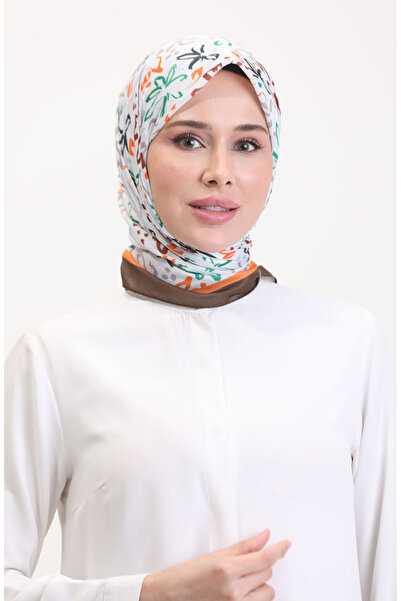 sefamerve Eșarfă moale cu model 70247-04 Maro Portocaliu