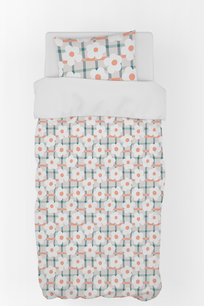 BelezaHome Plaid Flowers Themed Single Baby Kids Bedding Set