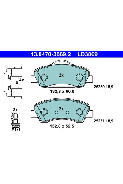 Ate Set Placute Frana Frana Disc Peugeot 308 2/308 Caseta/