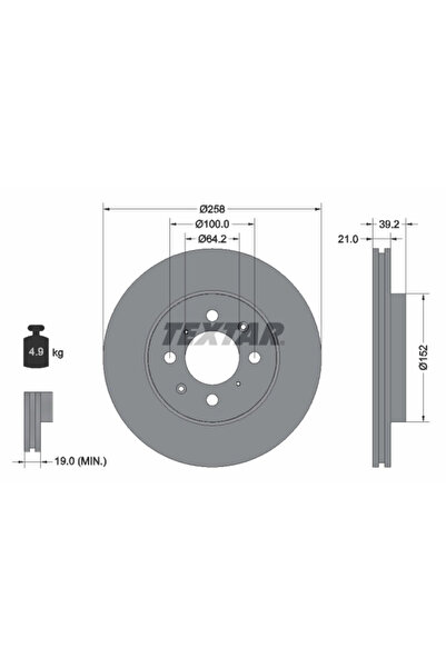 TEXTAR Disc Frana Honda City 4 Limuzina/City 5 Limuzina/Jazz 2