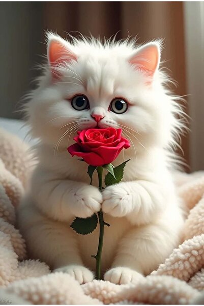 Dialands Mozaik Sevimli Kedi 34X50cm T052 Dialands Elmas Mozaik Tablo