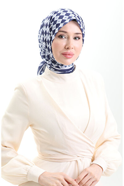 sefamerve Μαλακό κασκόλ με σχέδιο 70294-11 Navy Blue