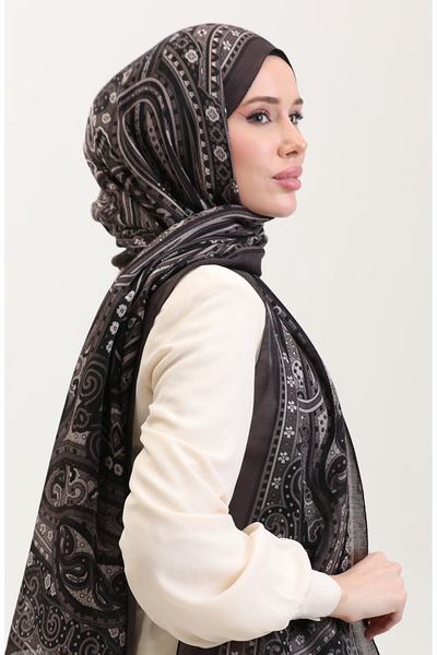 sefamerve Ethnic Κεχριμπάρι Σάλι 70278-08 Γκρι