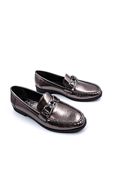 Toce Металічні платинові жіночі лофери