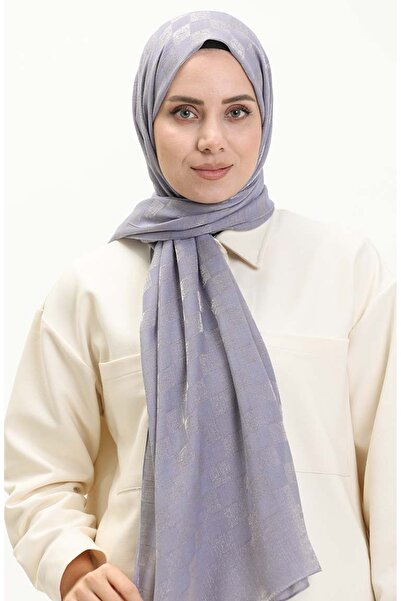 sefamerve Σάλι με τετράγωνο σχέδιο 70224-11 Λιλά