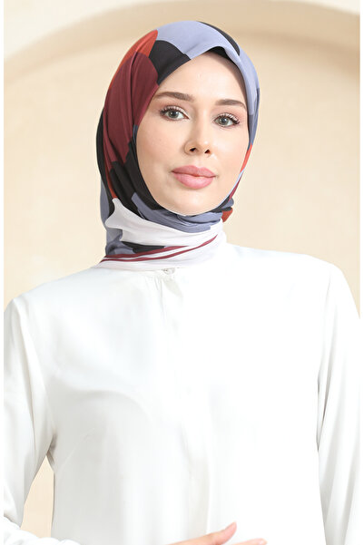 sefamerve Μαλακό κασκόλ με σχέδιο 70253-04 Smoked Burgundy