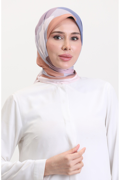 sefamerve Eșarfă moale cu model 70246-04 Dusty Pink Camel