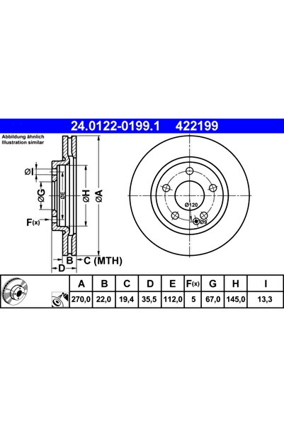Ate Set Discuri Frana Mercedes-Benz Vaneo 2002-2005