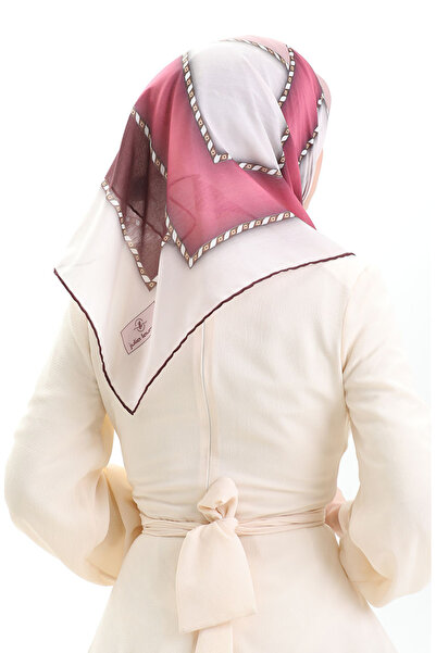 sefamerve Geometric Patterned Scarf 70293-10 Plum Mink