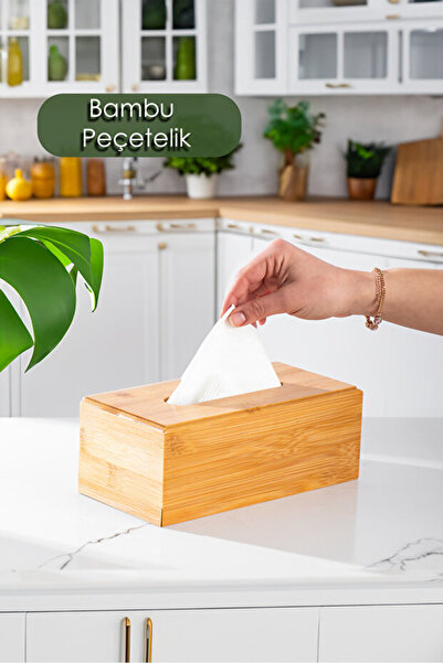 Duffa Natural Bamboo Napkin Holder Wooden Decorative Napkin Holder Desktop Napkin Holder