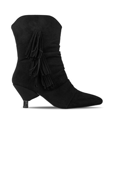 Lal Shoes & Bags Darell Kadın Süet Püskül Detaylı Yumurta Topuklu Bot b4214-S...