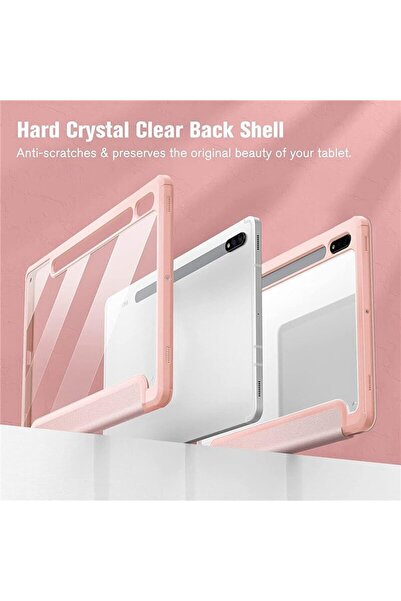 Nezih Case Samsung Tab S10 FE Plus 13,1 inch Uyumlu Kalem Bölmeli Arka Bölümü Şeffaf Kılıf