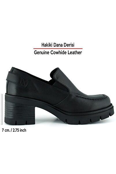 Erkan Saçmacı Черни обувки от естествена телешка кожа с еластична катарама и дебел ток за ежедневно носене