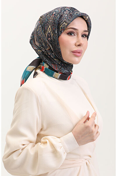 sefamerve Εθνοτικό κασκόλ κεχριμπαρένιο 70276-08 Πετρέλαιο