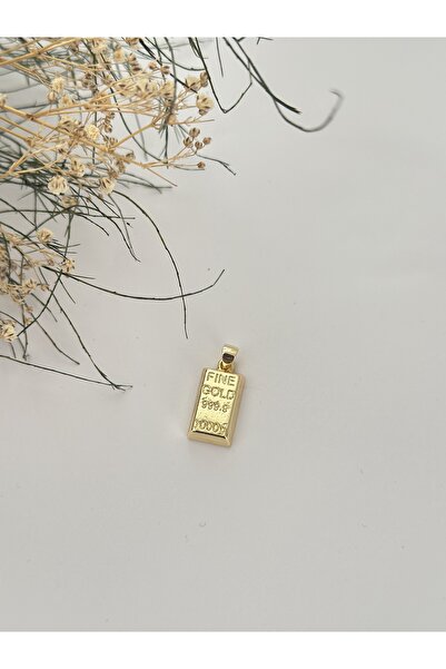 mibrillo 14k altın kaplama külçe altın kolye ucu