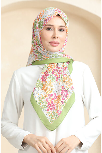 sefamerve وشاح ناعم منقوش 70260-06 فوشيا أخضر فستقي