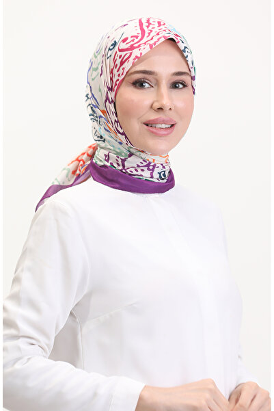 sefamerve Eșarfă moale cu model 70243-09 Violet Portocaliu